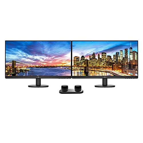 HP P27v G4 27 Inch IPS FHD 1920×1080 Monitor 2 Pack Bundle with HDMI, Low Blue Light, 2 Bluetooth Speakers for Professional Sound, Built-in Mic and Remote Shutter for Photos