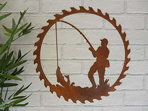 JINDENG Father’s Day Unique Gift Metal Art Fishing Wall Decor, 3D Metal Wall Art Rusty Father and Son Daughter Fishing Round Hanging Decor Crafts – Home Garden Decoration (C) | The Storepaperoomates Retail Market - Fast Affordable Shopping