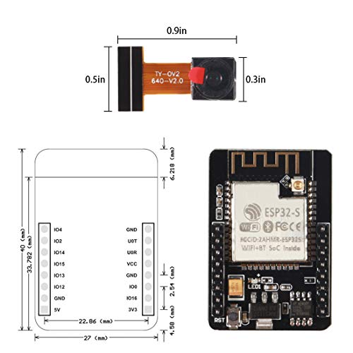 Aokin ESP32-CAM Camera Module, ESP32 Development Board WiFi and Bluetooth with OV2640 2MP Camera for Arduino, Include ESP32-CAM-MB Micro USB to Serial Port CH340C, 1 Pcs | The Storepaperoomates Retail Market - Fast Affordable Shopping