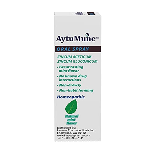 AytuMuneⓇ Oral Spray for Immune System Support, Natural Zinc Remedy and Sore Throat Mist – Shorten and Calm Colds with Homeopathic Mint Spray Medicine (1 fl oz) | The Storepaperoomates Retail Market - Fast Affordable Shopping