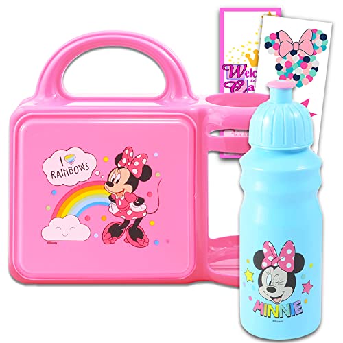Classic Disney Disney Minnie Lunch Box For Girls Kids Bundle ~ Minnie Mouse Lunch Box And Water Bottle Set For Minnie Mouse School Supplies With Minnie Stickers (Minnie Lunch Box Pink)