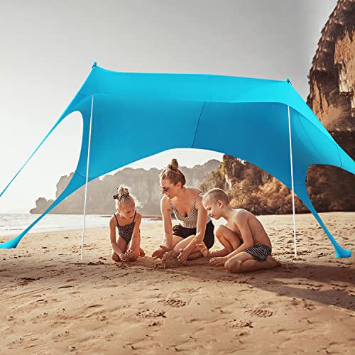 Beach Tent Canopy Sun Shade UPF50+, Easy Pop Up Anti-Wind Sun Shelter with Stability Poles / Carry Bag / Ground Pegs / Sand Shovel, Portable Sunshade for Beach Camping | The Storepaperoomates Retail Market - Fast Affordable Shopping