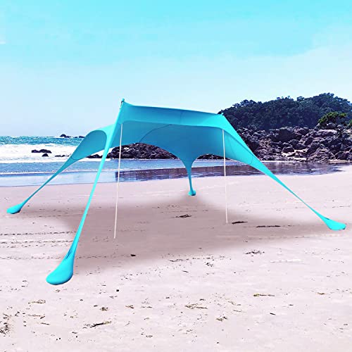 Beach Tent Canopy Sun Shade UPF50+, Easy Pop Up Anti-Wind Sun Shelter with Stability Poles / Carry Bag / Ground Pegs / Sand Shovel, Portable Sunshade for Beach Camping | The Storepaperoomates Retail Market - Fast Affordable Shopping