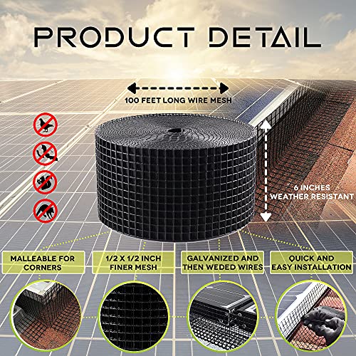 KLIVEN Solar Panel Bird/Squirrel Guard Roll Kit- 6in x 100ft Critter Guard PVC Coated Wire Mesh, Solar Panel Bird Wire Set Includes: 60 Fastener Clips & Convenience Metal Scissor. | The Storepaperoomates Retail Market - Fast Affordable Shopping