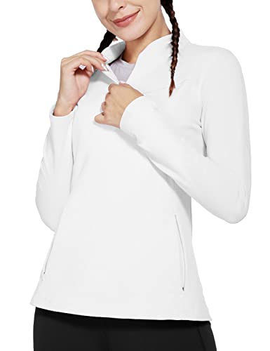 BALEAF Women’s Pullover 1/4 Zip Fleece Long Sleeve Shirts Cold Winter Mock Neck Tops for Running Hiking White Size L | The Storepaperoomates Retail Market - Fast Affordable Shopping