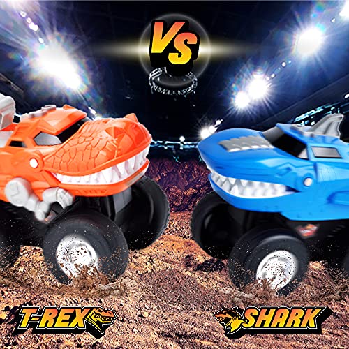 Dinosaur Monster Trucks – 2 Battery Operated Toddler Truck Car Toys, Lights & Sounds – Roaring T-Rex, Dinosaur Shark Kids Toys for Boys & Girls | The Storepaperoomates Retail Market - Fast Affordable Shopping