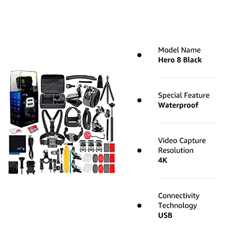 GoPro HERO8 Black Digital Action Camera – Waterproof, Touch Screen, 4K UHD Video, 12MP Photos, Live Streaming, Stabilization – 64GB Card – with 50 Piece Accessory Kit – All You Need Bundle | The Storepaperoomates Retail Market - Fast Affordable Shopping