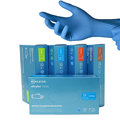 NITRYLEX Nitrile Medical Exam Gloves 1000/cs, Powder & Latex-Free, Textured, Blue, M – MEDIUM, Disposable Examination Gloves, Strong & Flexible, 10 boxes of 100 Nitrile Gloves