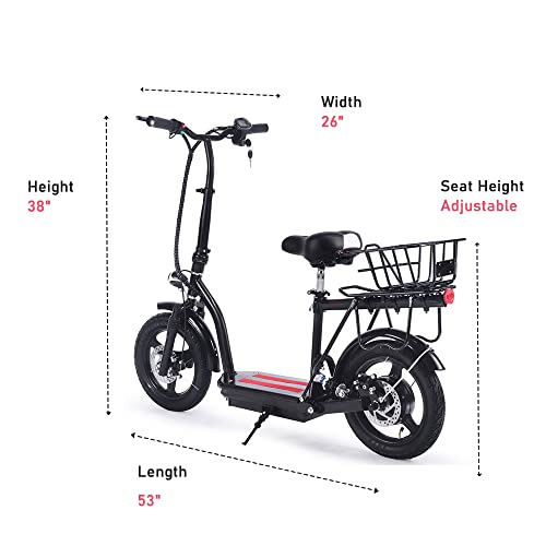 350w Electric Scooter with Seat, Commuting Electric Scooter for Adults, Speedometer, Front & Rear Disk Brakes and Suspension,14 inch Pneumatic Tires | The Storepaperoomates Retail Market - Fast Affordable Shopping