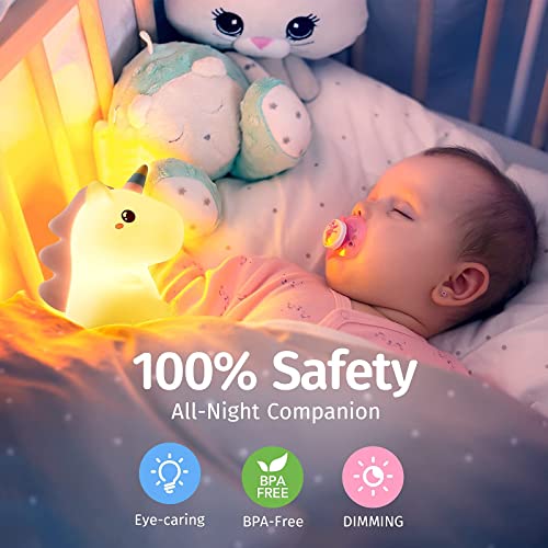 Mubarek Unicorn Night Light for Kids Lamp,16 Colors Kids Night Light Cute Lamp, Silicone Rechargeble Baby Night Light, Kawaii Unicorn Kids Night Lights for Bedroom, Unicorns Gifts for Girls Room Decor | The Storepaperoomates Retail Market - Fast Affordable Shopping