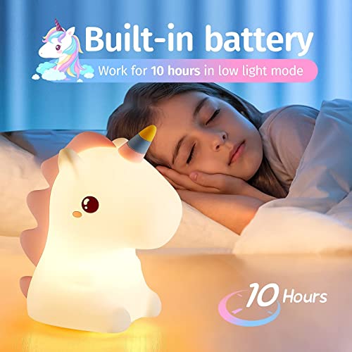 Mubarek Unicorn Night Light for Kids Lamp,16 Colors Kids Night Light Cute Lamp, Silicone Rechargeble Baby Night Light, Kawaii Unicorn Kids Night Lights for Bedroom, Unicorns Gifts for Girls Room Decor | The Storepaperoomates Retail Market - Fast Affordable Shopping