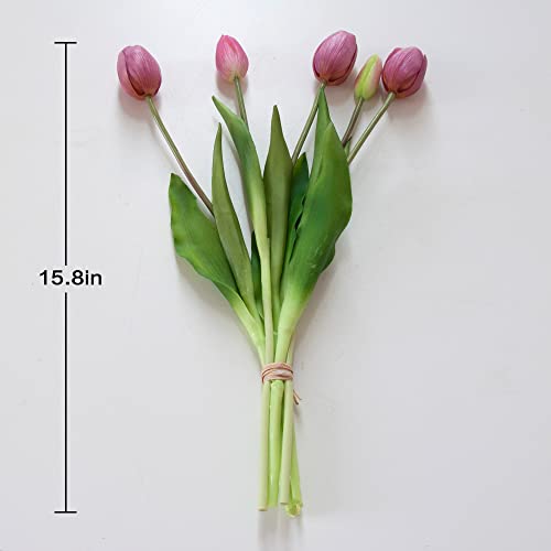 Aoivrb 5 PCS Fake Tulips Flowers PVC Real Touch Tulips Artificial Plastic Flower Fake Bouquet Table Arrangements Gift for Home Office Party Wedding Birthday Garden Store Decoration (Light PRURPLE) | The Storepaperoomates Retail Market - Fast Affordable Shopping