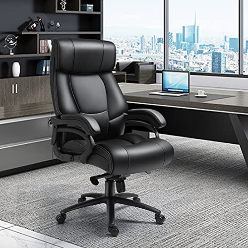 Newnno Office Chair Desk Chair Executive Office Chair Big and Tall High Back Adjustable Computer Chair Pu Leather Swivel Task Chair with Thick Cushion Padded Arms Lumbar Support Wheels | The Storepaperoomates Retail Market - Fast Affordable Shopping