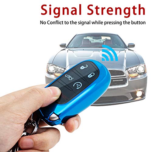 NW for Dodge Key Fob Cover,Key Fob Case for Dodge Charger Challenger Dart Journey Durango Grand Caravan RAM Smart Remote Premium Soft TPU Dodge Key Cover 3/4/5 Button(Blue) | The Storepaperoomates Retail Market - Fast Affordable Shopping