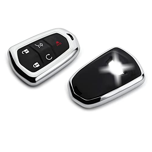for Cadillac Key Fob Cover, Key Fob Case for 20152019 Cadillac Escalade CTS SRX XT5 ATS STS CT6 5Buttons Premium Soft TPU 360 Degree Full Protection (Silver) | The Storepaperoomates Retail Market - Fast Affordable Shopping