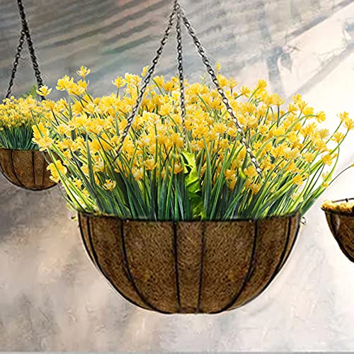 LXAFGP 8 Bundles Artificial Flowers Fake Greenery Outdoor UV Resistant Plants Faux Plastic Plants for Outdoor Shrubs Indoor Home Window Garden Wedding Porch Box Hanging Plants Decor (Yellow) | The Storepaperoomates Retail Market - Fast Affordable Shopping