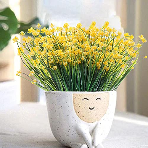 LXAFGP 8 Bundles Artificial Flowers Fake Greenery Outdoor UV Resistant Plants Faux Plastic Plants for Outdoor Shrubs Indoor Home Window Garden Wedding Porch Box Hanging Plants Decor (Yellow) | The Storepaperoomates Retail Market - Fast Affordable Shopping