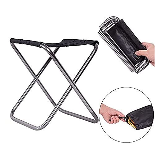 Mini Camp Stool, Lightweight Camping Stool, Portable Folding Camp Chair, Foldable Outdoor Chairs for Hiking Garden and Beach, Oxford Cloth with Carry Bag (Silvery-Black) | The Storepaperoomates Retail Market - Fast Affordable Shopping