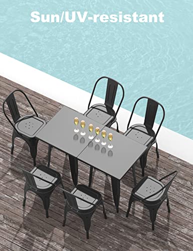 Nazhura Metal Dining Chair Farmhouse Tolix Style for Kitchen Dining Room Café Restaurant Bistro Patio, 18 Inch, Stackable, Waterproof Indoor/Outdoor (Sets of 4) (Black) | The Storepaperoomates Retail Market - Fast Affordable Shopping