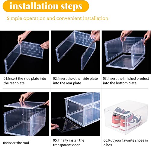 SOGOBOX Drop Front Shoe Box,Set of 6,Shoe Box Clear Plastic Stackable,Shoe Containers with lids,Shoe Storage Box and Shoe Organizer for Display Sneakers,Fit up to US Size 12(13.8”x 9.84”x 7.1”) Clear | The Storepaperoomates Retail Market - Fast Affordable Shopping