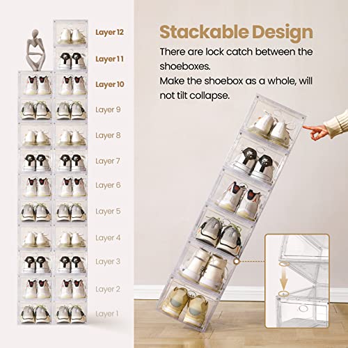SOGOBOX Drop Front Shoe Box,Set of 6,Shoe Box Clear Plastic Stackable,Shoe Containers with lids,Shoe Storage Box and Shoe Organizer for Display Sneakers,Fit up to US Size 12(13.8”x 9.84”x 7.1”) Clear | The Storepaperoomates Retail Market - Fast Affordable Shopping