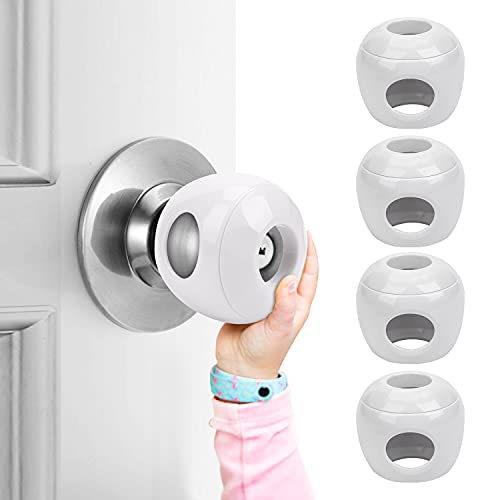 Baby Safety Door Knob Covers 4 Pack Baby Safety Door Handle Protector Child Proof Door Knobs Door Safety for Kids Universal Fit Easy Grip Lockable Design One Hand Operation for Parents No Tools Needed | The Storepaperoomates Retail Market - Fast Affordable Shopping