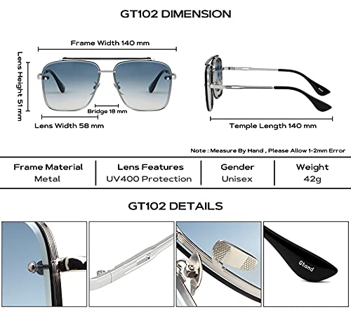 Gtand Fashion Trendy Square Aviator Gradient Sunglasses For Women Men Vintage Metal Sun Glasses | The Storepaperoomates Retail Market - Fast Affordable Shopping