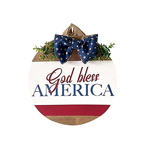 4th of July Patriotic Wreaths Decorations, America Independence Day Patriotic Welcome Sign for Front Door, Wooden Hanging Patriotic Door Sign for Home Indoor Outdoor, God Bless America Sign (1, 12 inch *12 inch) | The Storepaperoomates Retail Market - Fast Affordable Shopping