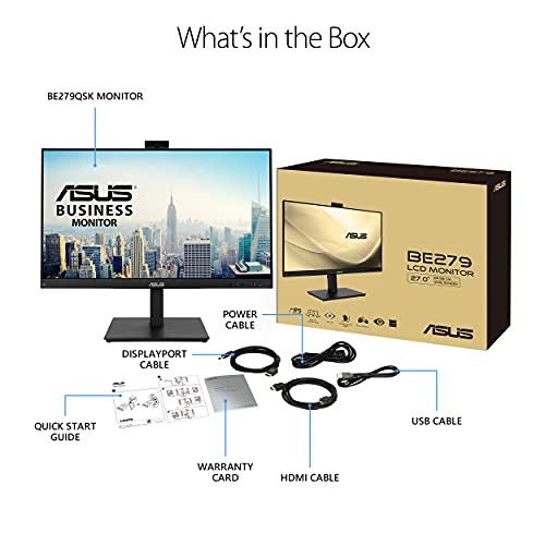 ASUS 27” 1080P Video Conference Monitor (BE279QSK) – Full HD, IPS, Built-in Adjustable 2MP Webcam, Mic Array, Speakers, Eye Care, Wall Mountable, Frameless, HDMI, DisplayPort, VGA, Height Adjustable | The Storepaperoomates Retail Market - Fast Affordable Shopping