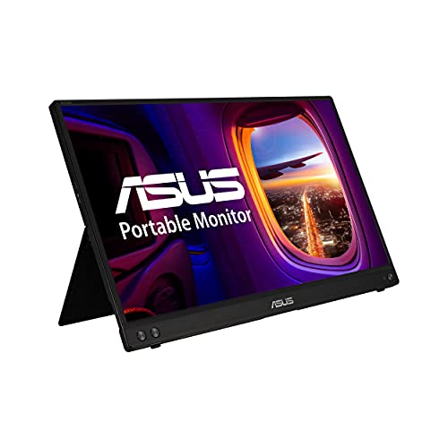 ASUS ZenScreen 15.6” 1080P Portable Monitor (MB16ACV) – Full HD, IPS, Eye Care, Flicker Free, Blue Light Filter, Kickstand, USB-C Power Delivery, for Laptop, PC, Phone, Console, BLACK