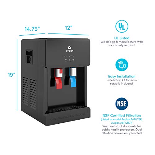 Avalon A8CTBOTTLELESSBLK Countertop Self Cleaning Touchless Bottleless Cooler Dispenser Hot & Cold Water, black & 2 Stage Replacement Filters For Branded Bottleless Water Coolers, 1500 Gallons | The Storepaperoomates Retail Market - Fast Affordable Shopping