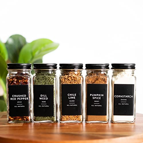 148 Black Minimalist Spice Labels Stickers | Spice Jar Labels Preprinted | White Text on Black Labels | Spice Jars with Label | Herb Stickers Kitchen Pantry Labels | Spice Jar Organization | The Storepaperoomates Retail Market - Fast Affordable Shopping