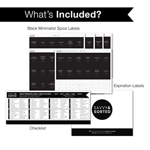 148 Black Minimalist Spice Labels Stickers | Spice Jar Labels Preprinted | White Text on Black Labels | Spice Jars with Label | Herb Stickers Kitchen Pantry Labels | Spice Jar Organization | The Storepaperoomates Retail Market - Fast Affordable Shopping