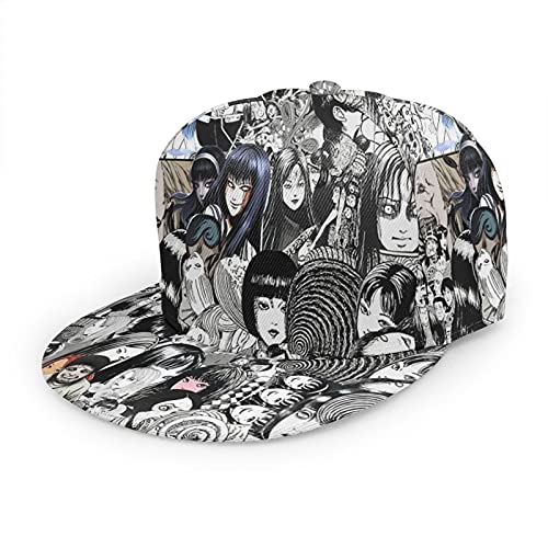 Junji Anime Ito Hat Flat Brim Bill Baseball Cap Adjustable Snapback Hat Hip Hop Cap Dad Hat Trucker Hat for Men Women Black | The Storepaperoomates Retail Market - Fast Affordable Shopping
