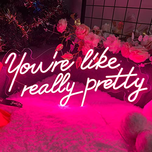 Neon Signs You Are Like Really Pretty-Transparent Acrylic with Dimmers Light Up Lights Signs Indoor Decor Room Wall Led Neon Sign 25.5×11.8 IN Christmas Party Wedding Girl Boy Living Room Office Pink | The Storepaperoomates Retail Market - Fast Affordable Shopping