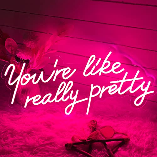 Neon Signs You Are Like Really Pretty-Transparent Acrylic with Dimmers Light Up Lights Signs Indoor Decor Room Wall Led Neon Sign 25.5×11.8 IN Christmas Party Wedding Girl Boy Living Room Office Pink | The Storepaperoomates Retail Market - Fast Affordable Shopping