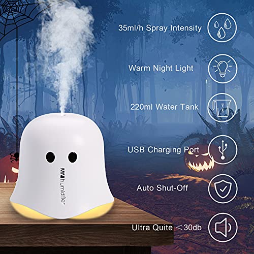 DN Mini Humidifiers, Halloween Decoration Small USB Ultrasonic Ghost Humidifier, Desktop Humidifier with 2 Mist Modes, Super Quiet for Car Bedroom Travel Office Home | The Storepaperoomates Retail Market - Fast Affordable Shopping