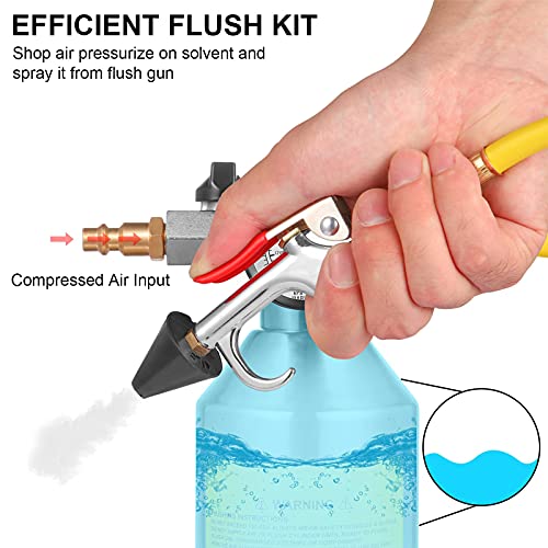 AC Flush Kit, Car Air Conditioner System Clean Canister Flushing Tool Set Air Conditioning Pipe Cleaning Bottle for Auto R12 R22 R134A R404 R410A with 220PSI Gauge, Air Plug Fittings and Hose | The Storepaperoomates Retail Market - Fast Affordable Shopping