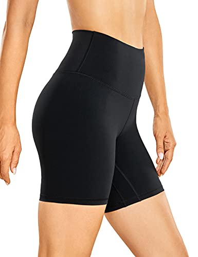 CRZ YOGA Women’s Naked Feeling Biker Shorts – 6 Inches High Waisted Yoga Workout Gym Running Spandex Shorts Black Small