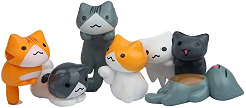 6pcs Miniature Home Garden Cats – Small Kitty Landscape Decorations – Cute Cat for Crafts, Home Decor, Party Favors and Cake Toppers