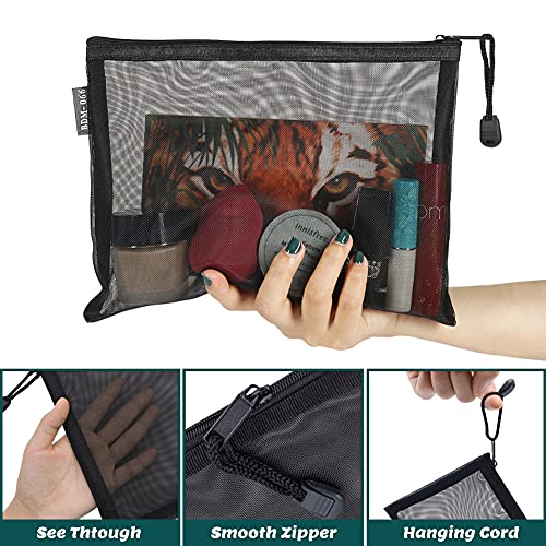 besharppin 6 Pack Mesh Cosmetic Bags, Nylon Makeup Pouches with Zipper for Home Office Purse Diaper Bag (Black) | The Storepaperoomates Retail Market - Fast Affordable Shopping