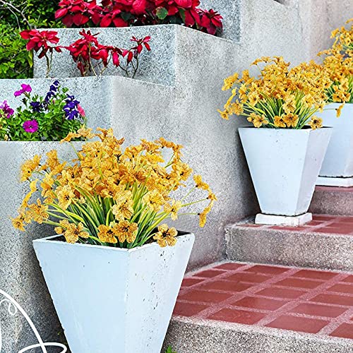 10 Bundles Artificial Flowers Outdoor UV Resistant Plastic Plant Silk Flower, Faux Fake Flower Greenery Shrub Plant Indoor Outdoor Hanging Planter Home Garden Porch Window Box Decor (Yellow) | The Storepaperoomates Retail Market - Fast Affordable Shopping