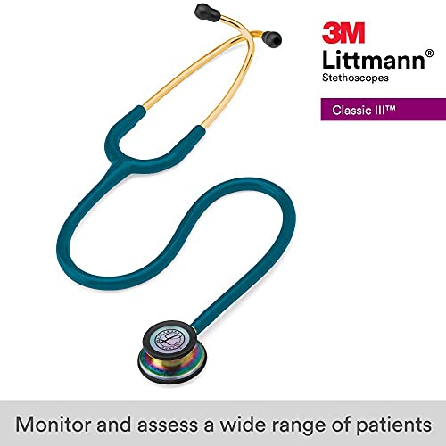 3M Littmann Cardiology IV Diagnostic Stethoscope, Rainbow-Finish Chest Piece, Black Tube, Stem and Headset, 27 Inch & Classic III Monitoring Stethoscope, Rainbow-Finish, Caribbean Blue Tube, 27 Inch | The Storepaperoomates Retail Market - Fast Affordable Shopping