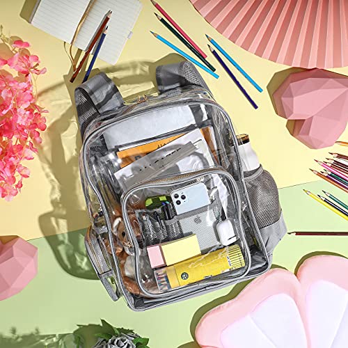 Xuniea Large Clear Backpack Heavy Duty PVC Plastic Backpack Transparent Book Bag See Through Work Bag for Stadium, School, Travel, College (Silver Gray) | The Storepaperoomates Retail Market - Fast Affordable Shopping