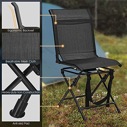 Rainfally 360-Degree Swivel Hunting Chair, Portable Camping Chair with Mesh Cloth & Non-Slipping Pads, Folding Spin Chair for Camp, Hunt, Fishing | The Storepaperoomates Retail Market - Fast Affordable Shopping