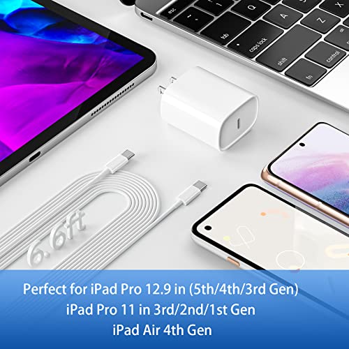 20W USB C Fast Charger for iPad Pro 12.9/11 in 2021/2020/2018, iPad Air 4th/5th Generation 10.9″, iPad Mini 6th Generation, iPad Charger Fast Charging Wall Charger Block with 6.6FT USB C to C Cable | The Storepaperoomates Retail Market - Fast Affordable Shopping