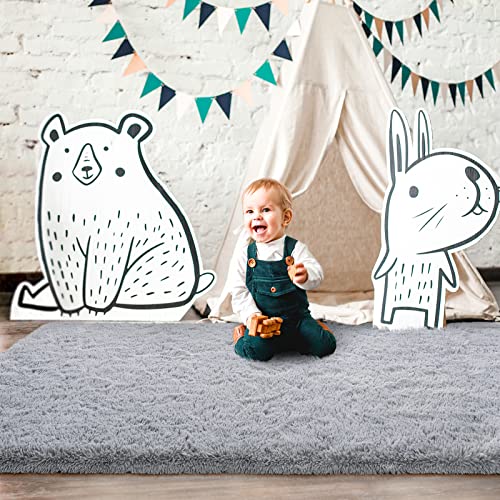 Lascpt Area Rugs for Living Room, Super Soft Fluffy Fuzzy Rug for Bedroom, Grey Furry Shag Rug 3×5, Plush Carpet Home Decor for Girls Kids Dorm Room, Accent Indoor Non-Slip Cute Baby Nursery Rug | The Storepaperoomates Retail Market - Fast Affordable Shopping