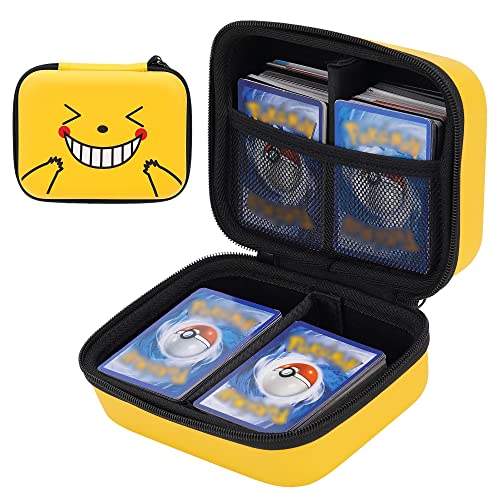 Minahao Cards Case Compatible With PM Trading Cards/Yugioh/ MTG Cards and all Card Games, Card Game Case Holds Up to 500 Cards. (Yellow)