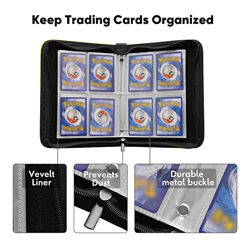 Minahao 4-Pocket Cards Binder,Trading Cards Album, Card Collection Book Compatible with PM Cards/Baseball Cards/Yugioh Cards/And Other Card Games – 320 Cards Can Be Collected(Yellow) | The Storepaperoomates Retail Market - Fast Affordable Shopping