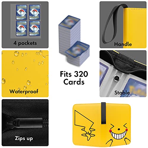 Minahao 4-Pocket Cards Binder,Trading Cards Album, Card Collection Book Compatible with PM Cards/Baseball Cards/Yugioh Cards/And Other Card Games – 320 Cards Can Be Collected(Yellow) | The Storepaperoomates Retail Market - Fast Affordable Shopping